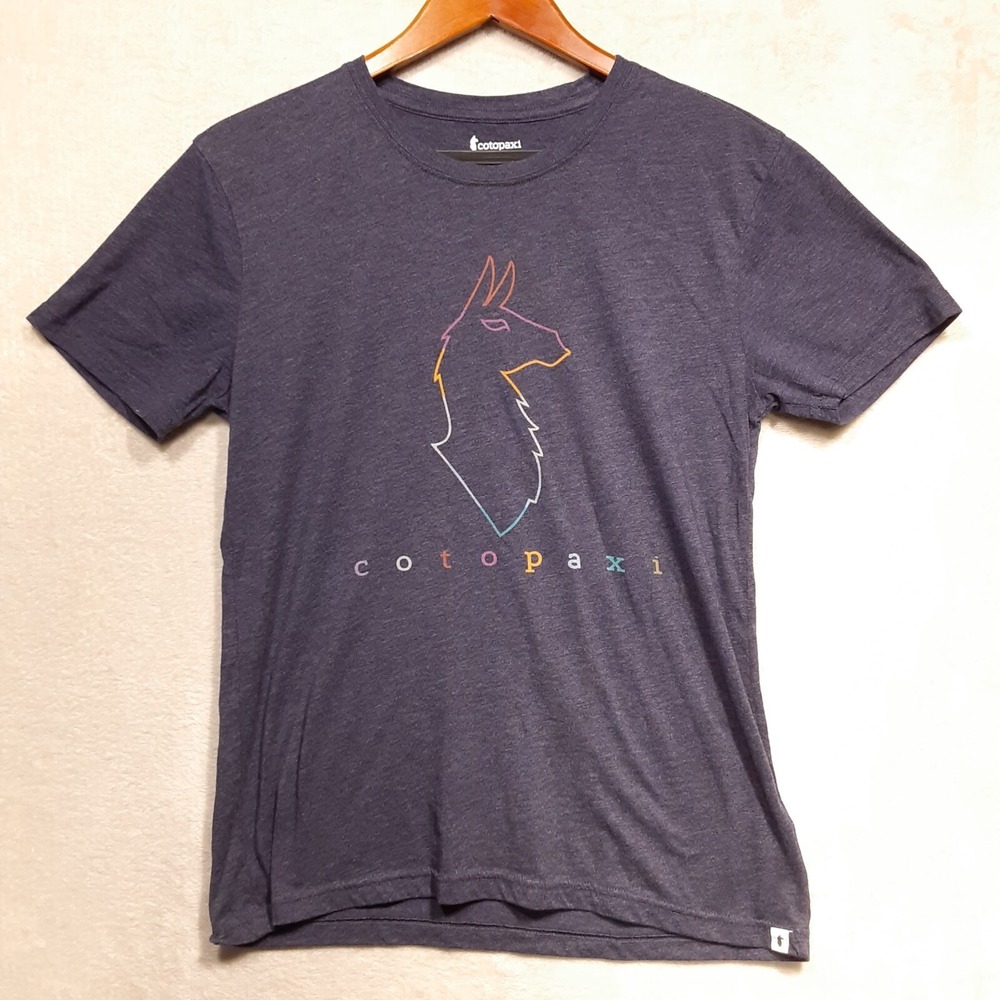 Cotopaxi Womans Electric Llama T-Shirt Sz.S/Maritime Blue/Organic Cotton Blend